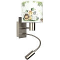 Brilagi - LED detská flexibilná nástenná lampa BOBO 1xE27/25W/230V + LED/3W matný chróm/biela/zelená/džungľa