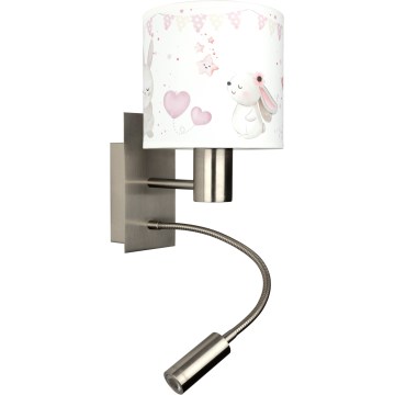 Brilagi - LED Detská flexibilná nástenná lampa BOBO 1xE27/25W/230V + LED/3W matný chróm/krémová/zajačiky