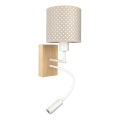 Brilagi - LED detská flexibilná nástenná lampa BOBO WOOD 1xE27/25W/230V + LED/3W dub/biela/béžová/bodky