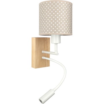 Brilagi - LED detská flexibilná nástenná lampa BOBO WOOD 1xE27/25W/230V + LED/3W dub/biela/béžová/bodky