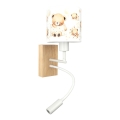 Brilagi - LED Detská flexibilná nástenná lampa BOBO WOOD 1xE27/25W/230V + LED/3W dub/biela/medvedíky