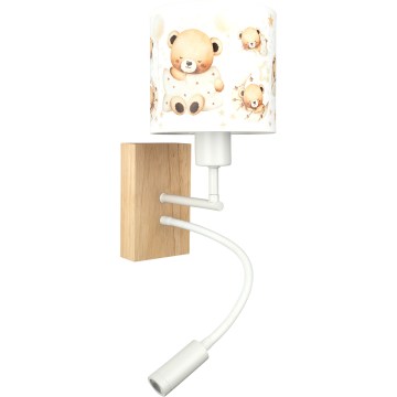 Brilagi - LED Detská flexibilná nástenná lampa BOBO WOOD 1xE27/25W/230V + LED/3W dub/biela/medvedíky