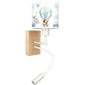 Brilagi - LED detská flexibilná nástenná lampa BOBO WOOD 1xE27/25W/230V + LED/3W dub/biela/modrá/medvedíky