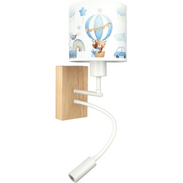 Brilagi - LED detská flexibilná nástenná lampa BOBO WOOD 1xE27/25W/230V + LED/3W dub/biela/modrá/medvedíky