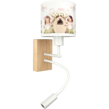 Brilagi - LED detská flexibilná nástenná lampa BOBO WOOD 1xE27/25W/230V + LED/3W dub/biela/ružová/víly