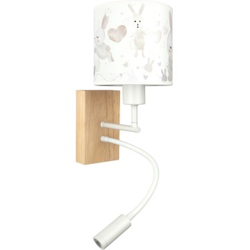 Brilagi - LED Detská flexibilná nástenná lampa BOBO WOOD 1xE27/25W/230V + LED/3W dub/biela/zajačiky