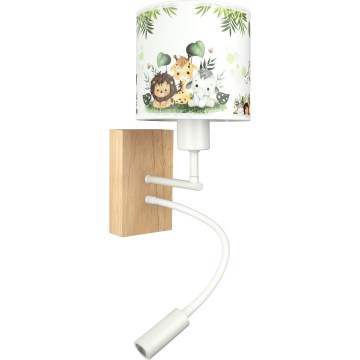 Brilagi - LED Detská flexibilná nástenná lampa BOBO WOOD 1xE27/25W/230V + LED/3W dub/biela/zelená/džungľa