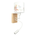 Brilagi - LED Detská flexibilná nástenná lampa BOBO WOOD 1xE27/25W/230V + LED/3W dub/biela/zvieratká