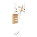 Brilagi - LED detská flexibilná nástenná lampa BOBO WOOD 1xE27/25W/230V + LED/3W dub/biela/zvieratká