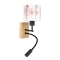 Brilagi - LED detská flexibilná nástenná lampa BOBO WOOD 1xE27/25W/230V + LED/3W dub/čierna/biela/ružová/baletky