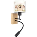 Brilagi - LED detská flexibilná nástenná lampa BOBO WOOD 1xE27/25W/230V + LED/3W dub/čierna/biela/ružová/víly