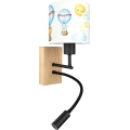Brilagi - LED detská flexibilná nástenná lampa BOBO WOOD 1xE27/25W/230V + LED/3W dub/čierna/biela/zvieratká