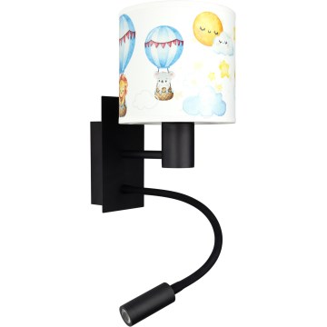 Brilagi - LED detská ohybná nástenná lampa BOBO 1xE27/25W/230V + LED/3W čierna/biela/zvieratká
