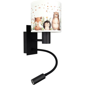 Brilagi - LED Detské flexibilné nástenné svietidlo BOBO 1xE27/25W/230V + LED/3W čierne/biele/so zvieratkami