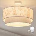 Brilagi - LED detské prisadené stropné svietidlo BOBO 1xE27/10W/230V pr. 40 cm krémová/šedá/zajačiky