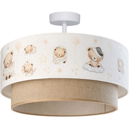 Brilagi - LED Detský prisadený luster BOBO 1xE27/10W/230V pr. 40 cm biela/bežová/medvedíky