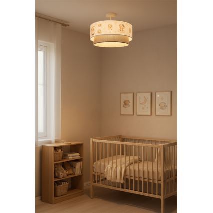 Brilagi - LED Detský prisadený luster BOBO 1xE27/10W/230V pr. 40 cm biela/bežová/medvedíky
