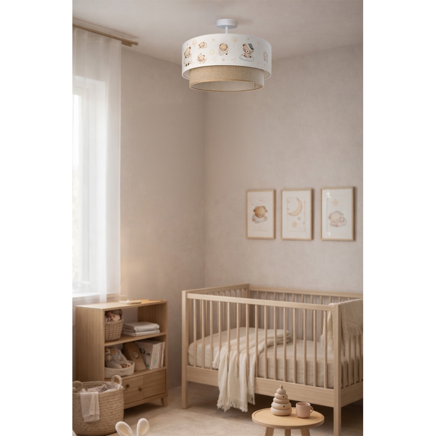Brilagi - LED Detský prisadený luster BOBO 1xE27/10W/230V pr. 40 cm biela/bežová/medvedíky