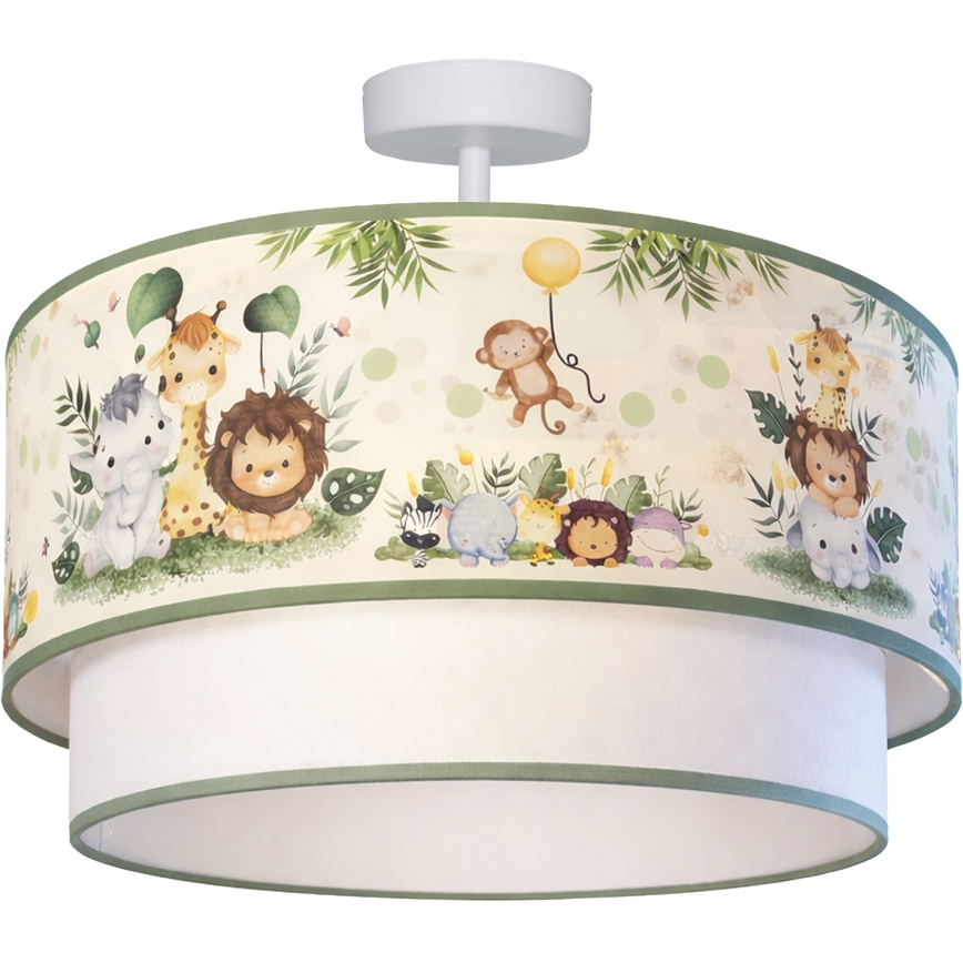 Brilagi - LED Detský prisadený luster BOBO 1xE27/10W/230V priemer 40 cm krémová/zelená/džungľa