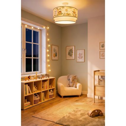 Brilagi - LED Detský prisadený luster BOBO 1xE27/10W/230V priemer 40 cm krémová/zelená/džungľa