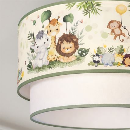 Brilagi - LED Detský prisadený luster BOBO 1xE27/10W/230V priemer 40 cm krémová/zelená/džungľa