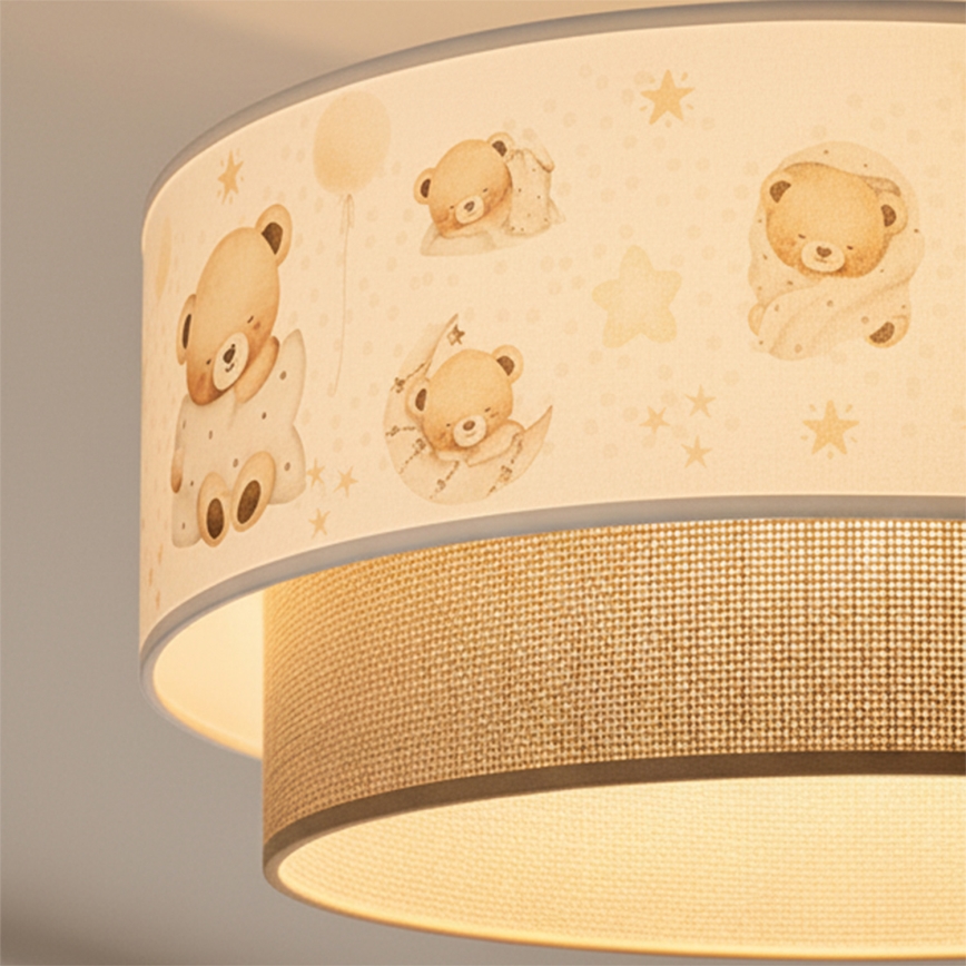 Brilagi-LED Detské prisadené stropné svietidlo BOBO 1xE27/60W/230V, priemer 40 cm, biela/béžová/medvedík