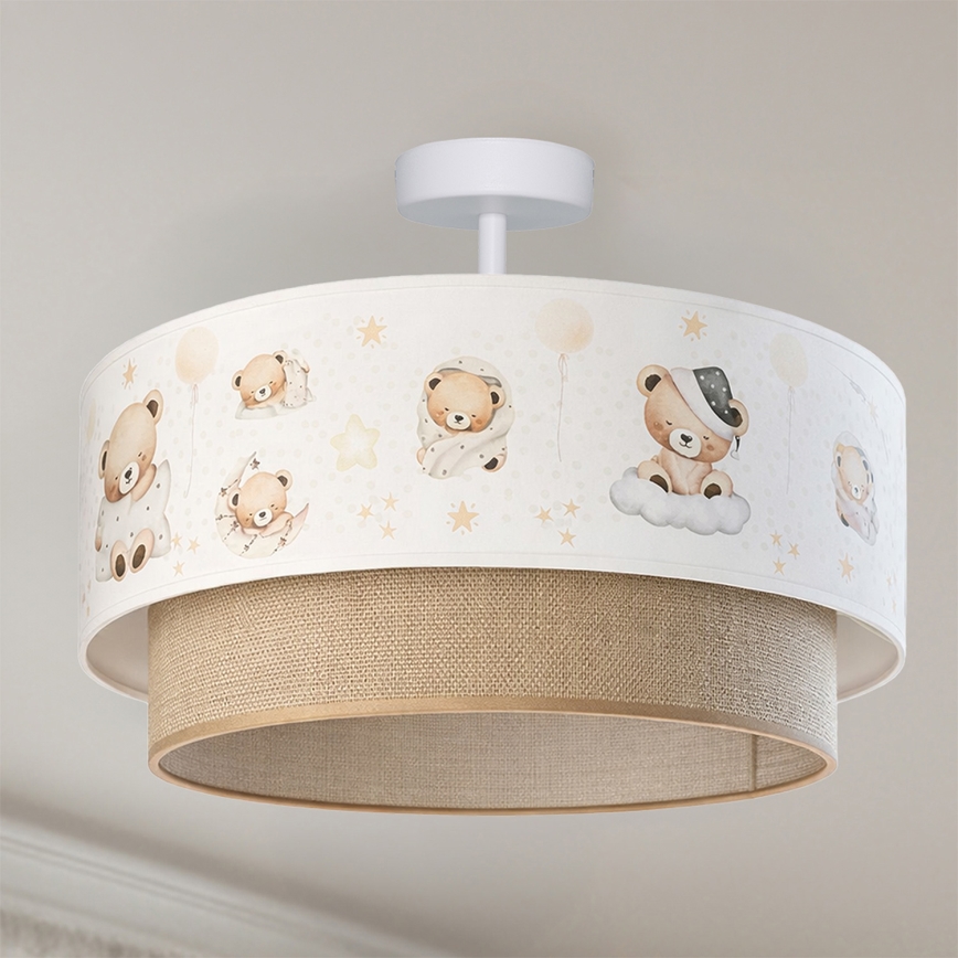 Brilagi-LED Detské prisadené stropné svietidlo BOBO 1xE27/60W/230V, priemer 40 cm, biela/béžová/medvedík