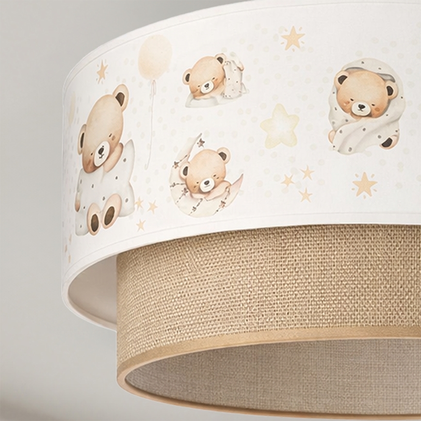 Brilagi-LED Detské prisadené stropné svietidlo BOBO 1xE27/60W/230V, priemer 40 cm, biela/béžová/medvedík