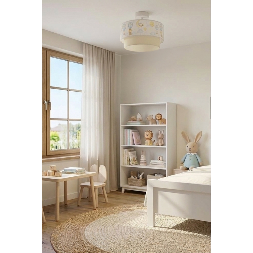 Brilagi-LED Detské prisadené stropné svietidlo BOBO 1xE27/60W/230V priemer 40 cm biela/béžová/s motívom zvierat