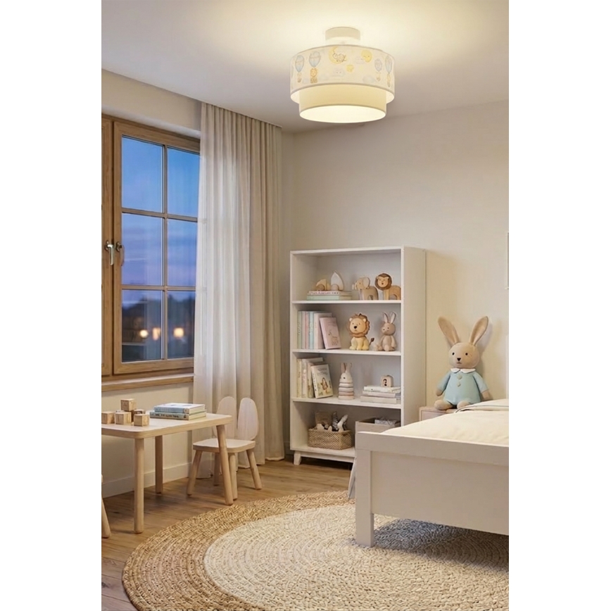 Brilagi-LED Detské prisadené stropné svietidlo BOBO 1xE27/60W/230V priemer 40 cm biela/béžová/s motívom zvierat