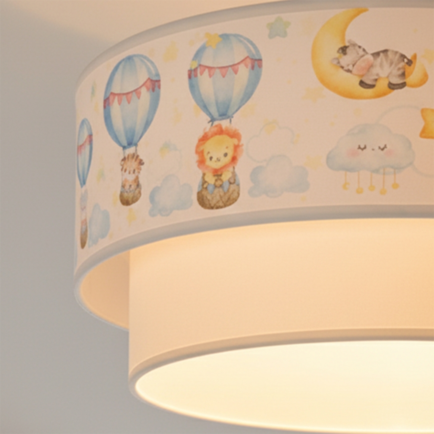 Brilagi-LED Detské prisadené stropné svietidlo BOBO 1xE27/60W/230V priemer 40 cm biela/béžová/s motívom zvierat