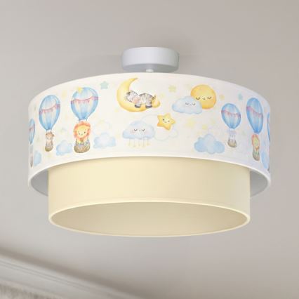 Brilagi-LED Detské prisadené stropné svietidlo BOBO 1xE27/60W/230V priemer 40 cm biela/béžová/s motívom zvierat