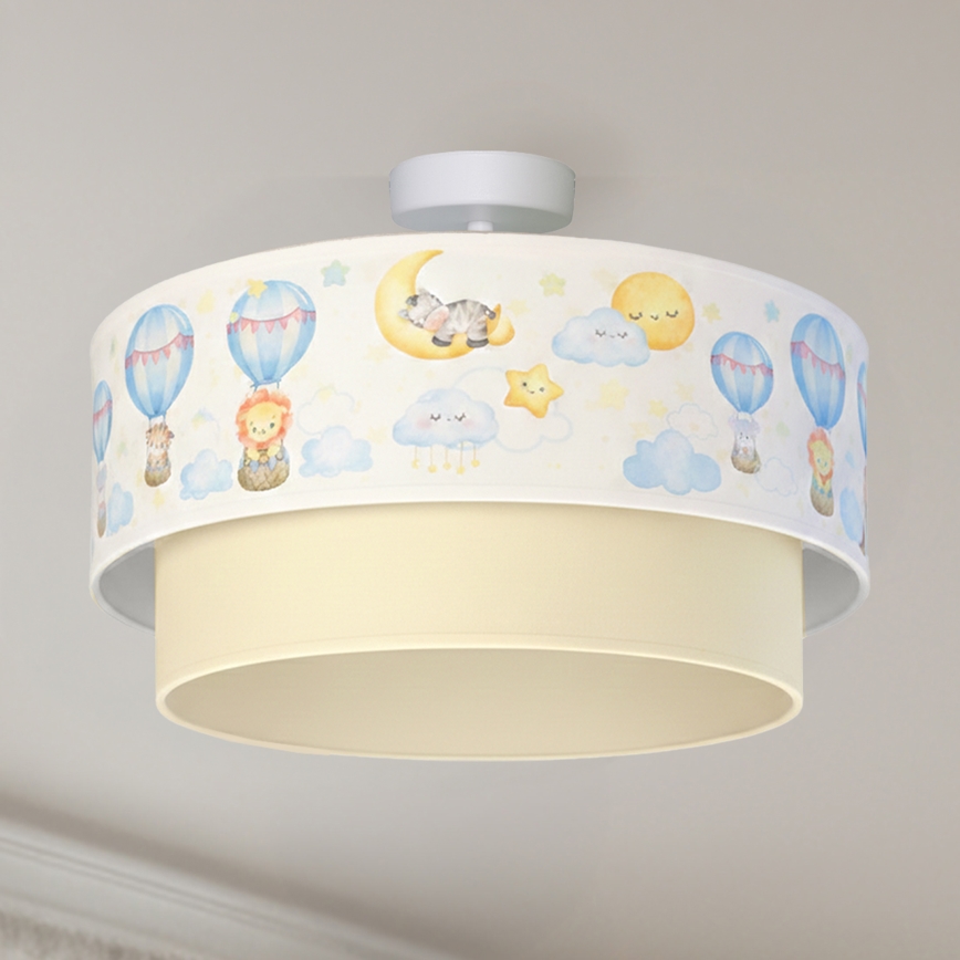 Brilagi-LED Detské prisadené stropné svietidlo BOBO 1xE27/60W/230V priemer 40 cm biela/béžová/s motívom zvierat