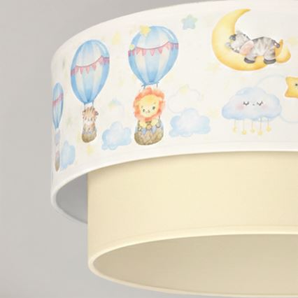 Brilagi-LED Detské prisadené stropné svietidlo BOBO 1xE27/60W/230V priemer 40 cm biela/béžová/s motívom zvierat