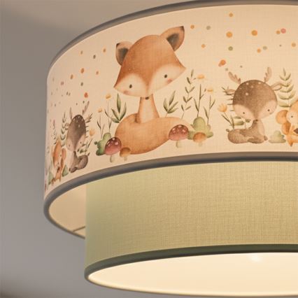 Brilagi - LED Detský prísadený luster BOBO 1xE27/60W/230V pr. 40 cm biela/zelená/zvieratká