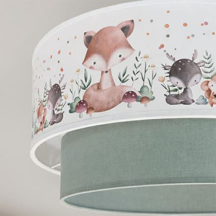 Brilagi - LED Detský prísadený luster BOBO 1xE27/60W/230V pr. 40 cm biela/zelená/zvieratká