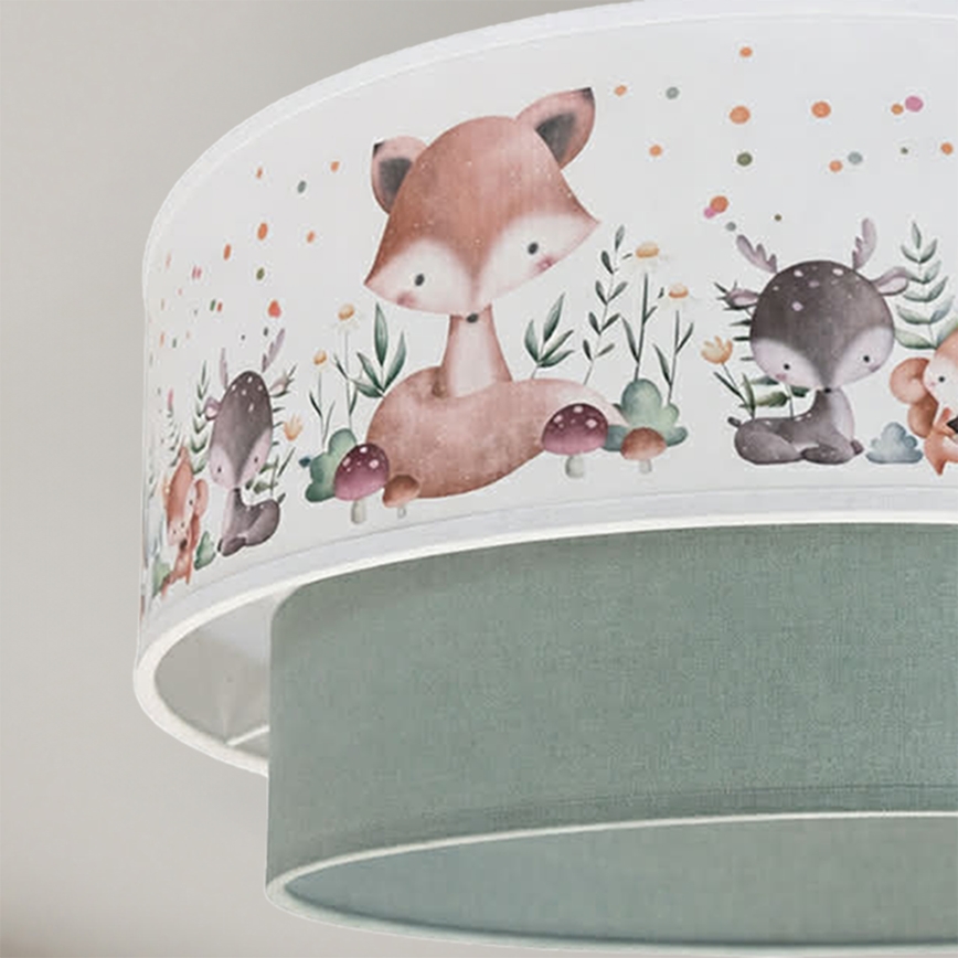 Brilagi - LED Detský prísadený luster BOBO 1xE27/60W/230V pr. 40 cm biela/zelená/zvieratká