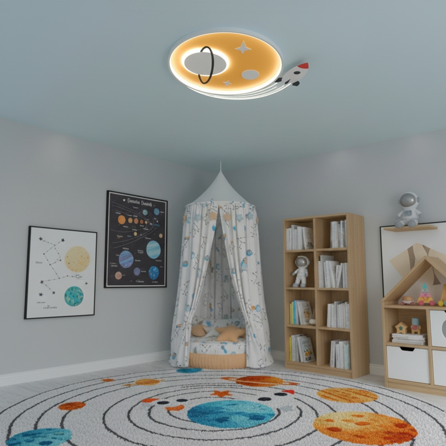 Brilagi -LED Detské stropné svietidlo STARSHIP LED/64W/230V 3000/4500K žltá