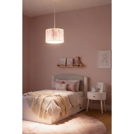Brilagi - LED detský luster na lankách BOBO 1xE27/10W/230V pr. 35 cm ružová/baletky