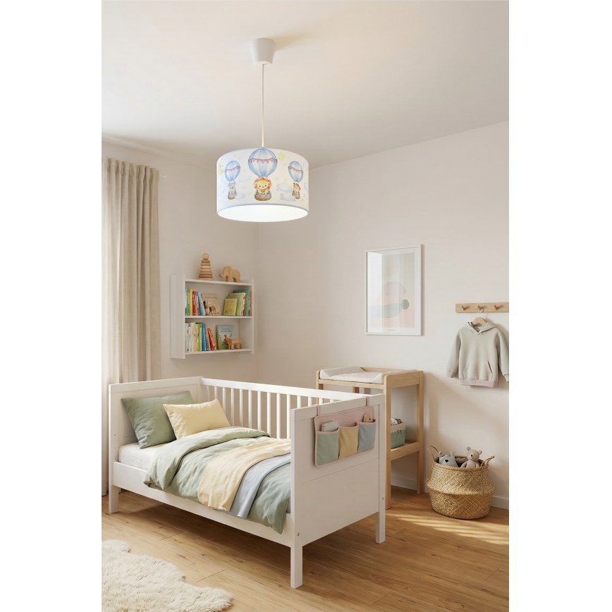Brilagi - LED detský luster na lanku BOBO 1xE27/10W/230V pr. 35 cm biela/so zvieratkami