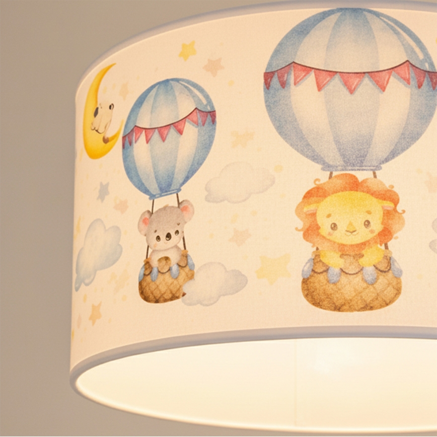 Brilagi - LED detský luster na lanku BOBO 1xE27/10W/230V pr. 35 cm biela/so zvieratkami