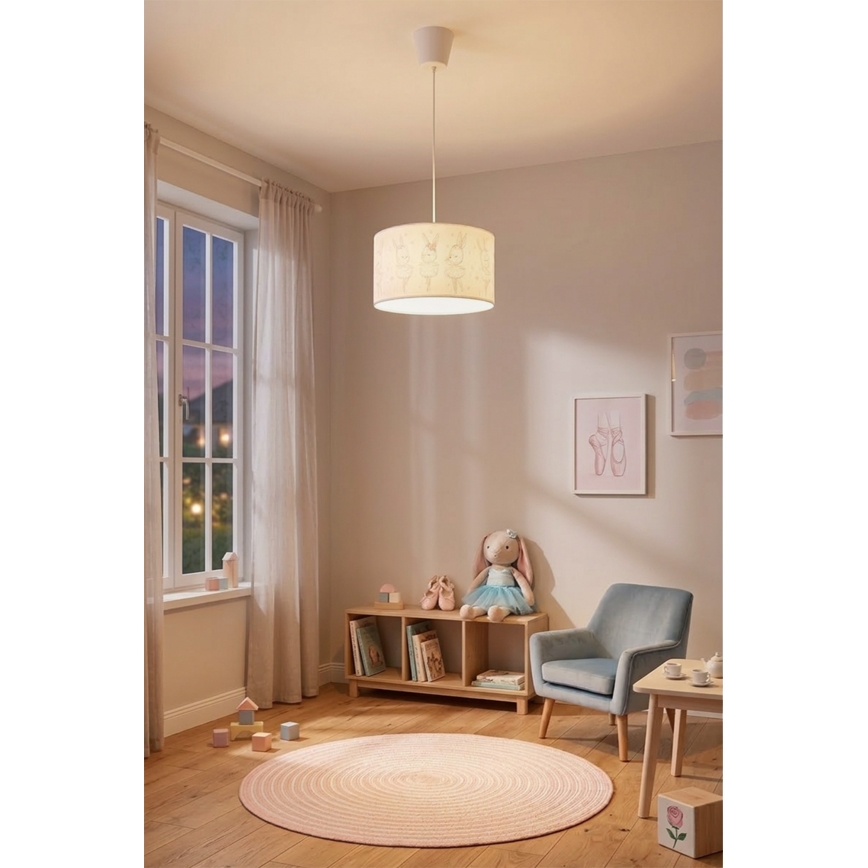 Brilagi - LED detský luster na lanku BOBO 1xE27/10W/230V pr. 35 cm biela/zajačiky