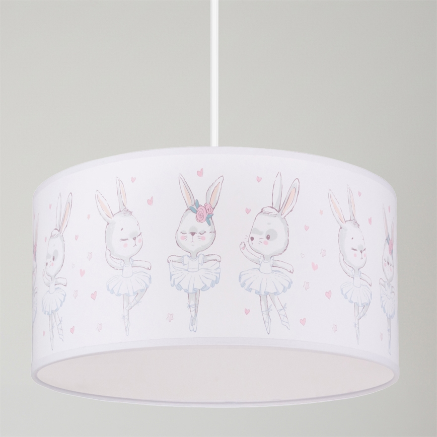 Brilagi - LED detský luster na lanku BOBO 1xE27/10W/230V pr. 35 cm biela/zajačiky