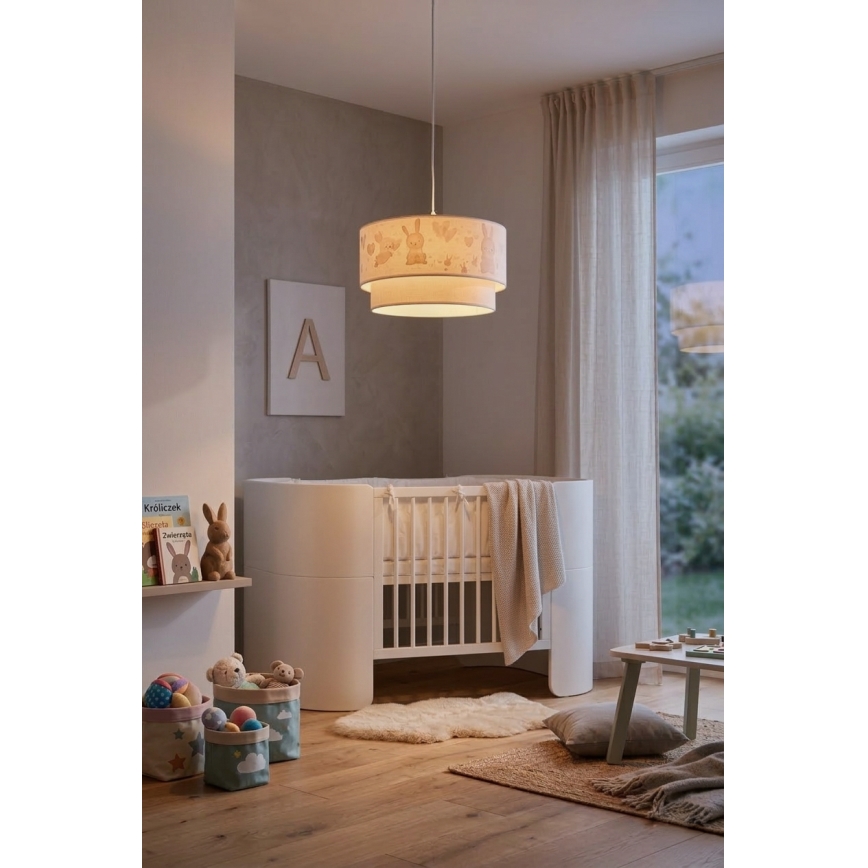 Brilagi - LED Detský luster na lanku BOBO 1xE27/10W/230V pr. 35 cm biela/zajačiky