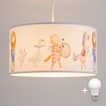 Brilagi - LED detský luster na lanku BOBO 1xE27/10W/230V pr. 35 cm biela/zvieratká