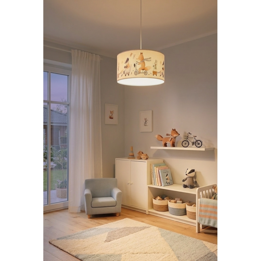 Brilagi - LED Detský luster na lanku BOBO 1xE27/10W/230V pr. 35 cm biela/zvieratká