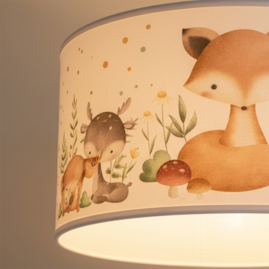 Brilagi - LED detský luster na lanku BOBO 1xE27/10W/230V pr. 35 cm biela/zvieratká