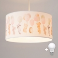 Brilagi - LED detský luster na lanku BOBO 1xE27/10W/230V pr. 35 cm biely/s motívom zvieratiek