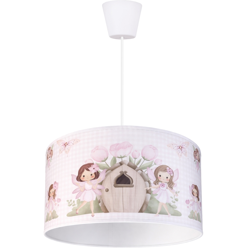 Brilagi - LED detský luster na lanku BOBO 1xE27/10W/230V pr. 35 cm ružová s motívom víl