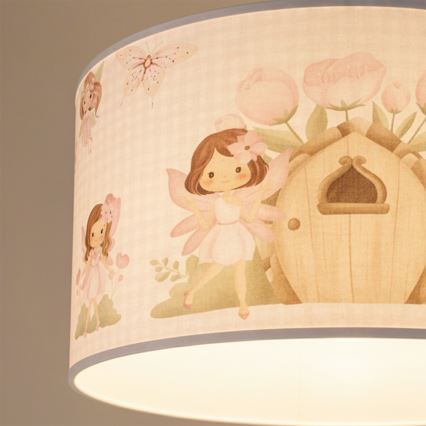 Brilagi - LED detský luster na lanku BOBO 1xE27/10W/230V pr. 35 cm ružová s motívom víl